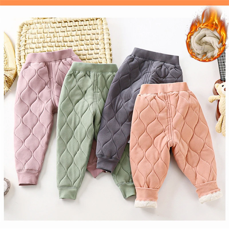 Simple Solid Color Children's Autumn Winter Leggings Boys and Girls Universal Inner Wear Pants High-quality Thickened Warm Pants