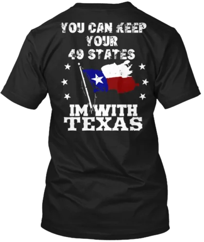 Im With Texas Secede Tee T-Shirt Made in the USA Size S to 5XL