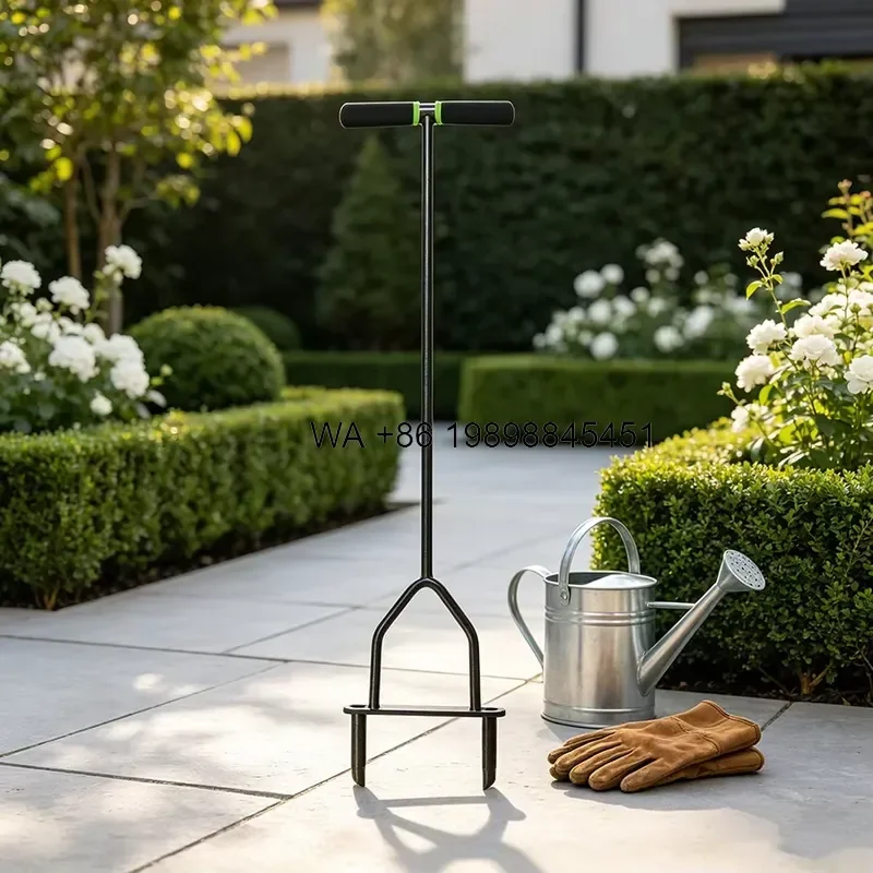 Wmwmnu 2 in 1 Lawn Aerator and Soil Tiller Foot Step Manual Soil Corer Hand Grass Loosener for Garden Football Turf Aeration