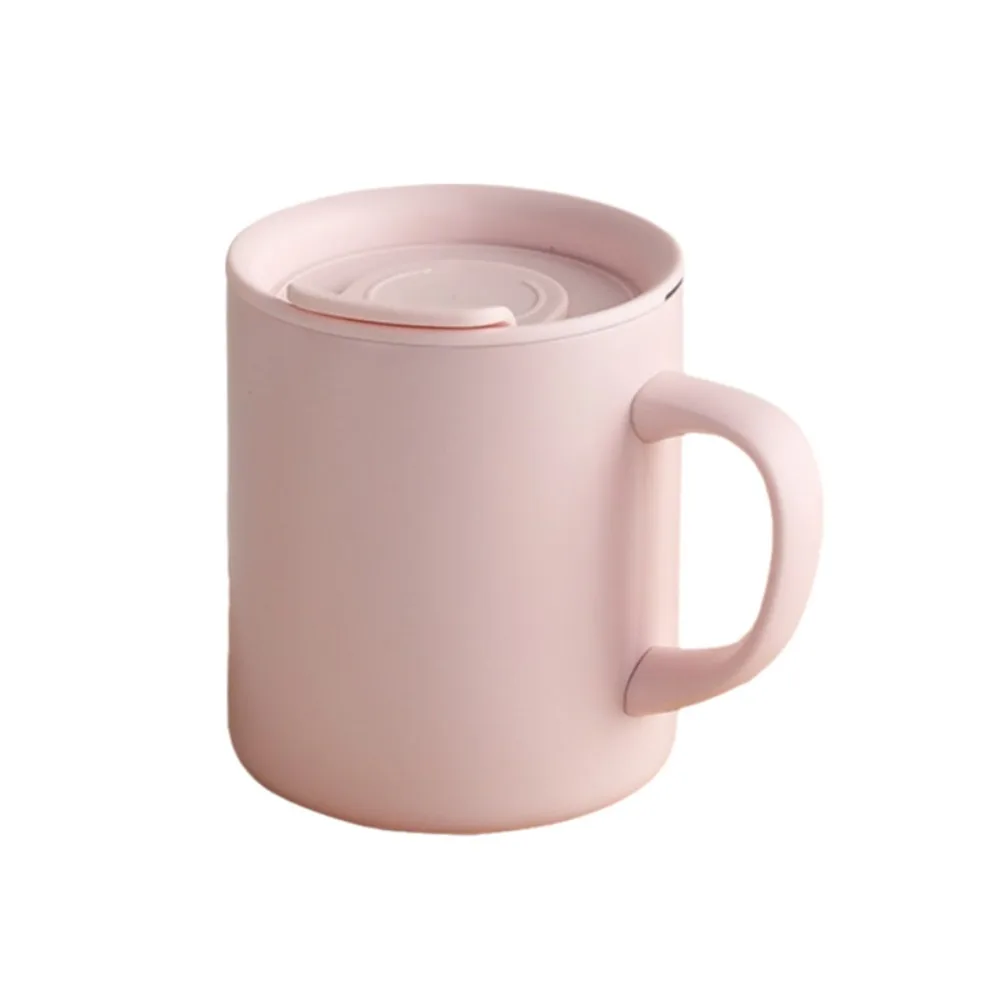 

Double-Walled Insulated Coffee Mug Rotating Dust Cover 300 ML Office Water Cup with Scale Stainless Steel Milk Cup Home