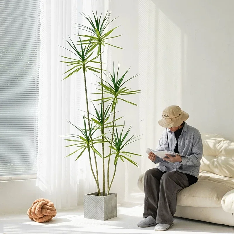 86 Zoll großer Dracaena-Kunstbaum, tropische Palmenpflanzen, künstliche Bananenblätter aus Kunststoff für Zuhause, Garten, Innenbereich, Shop-Dekoration