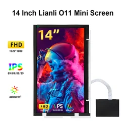 Wisecoco 2K 1920*1080 HD IPS LCD Gaming CPU GPU Secondary Display 14 inch Portable Monitor For Lianli O11 Dynamic Mini Case