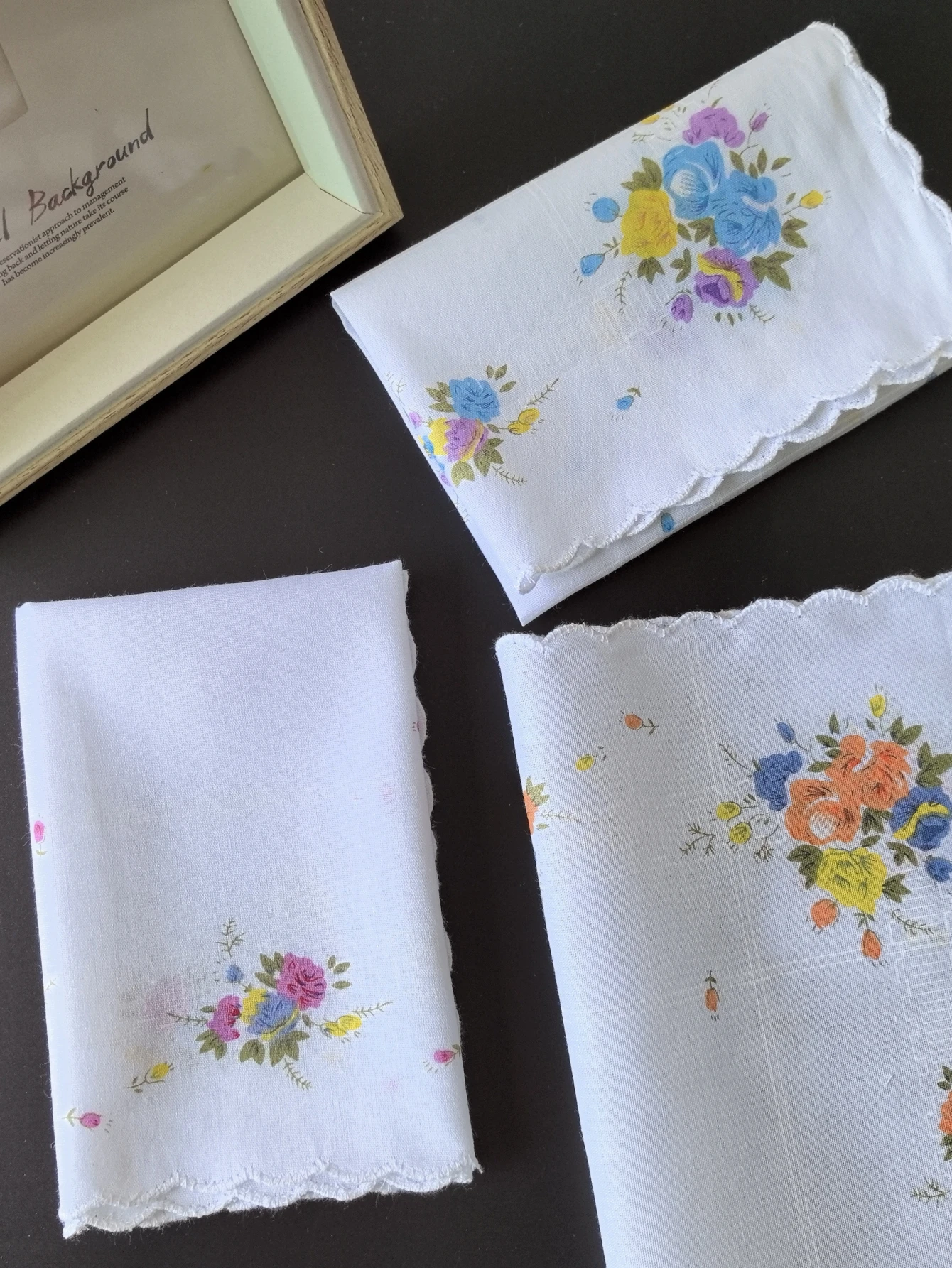 Cotton Handkerchief for Women, Printed Handkerchief, Retro 6PCs, 11.6in，Thin style