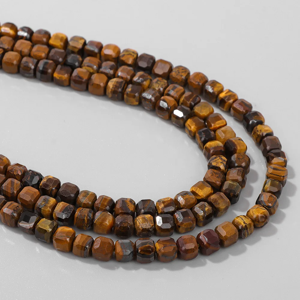 Natural Tiger Eye Cube Stone Bead 5mm Faceted Square Loose Spacer Beads For Jewelry Making Necklace Bracelets DIY Handmade 60pcs image 3