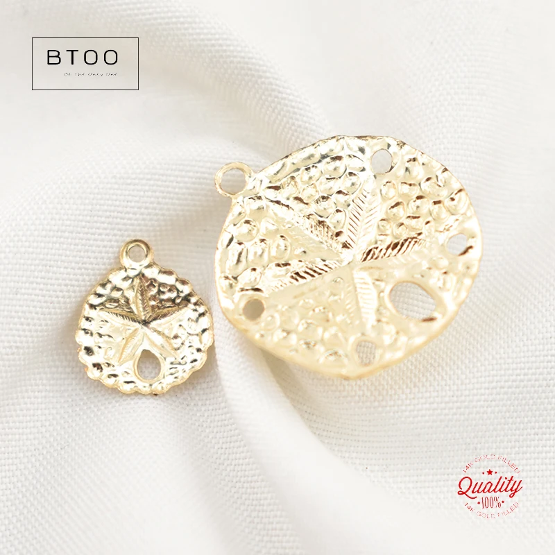 Sanddollar-Anhänger aus 14K Goldfilled, Sanddollar-Charm für DIY Armband- und Halsketten-Herstellung, Schmuckzubehör – Detail 11