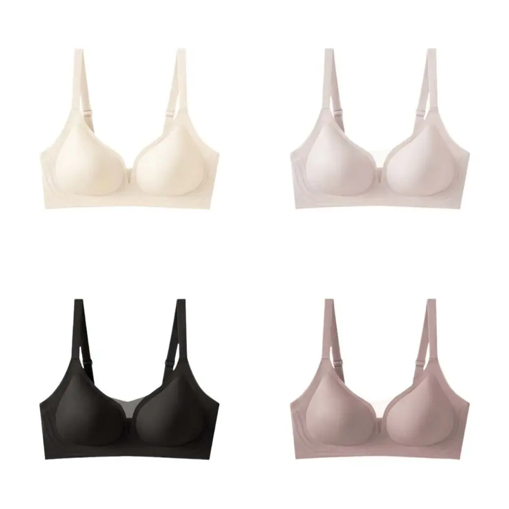 Sujetadores ajustables sin costuras, ajustados, a prueba de golpes, inalámbricos, con escote en V profundo, lencería, pechos recogidos, ropa interior push-up para Yoga