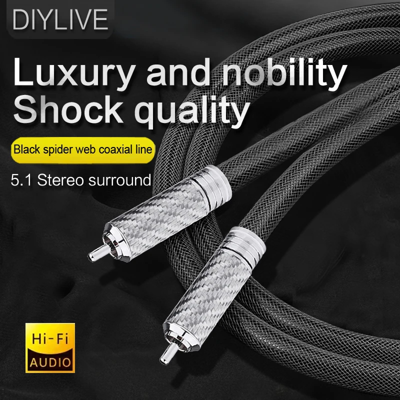 DIYLIVE Pure copper silver plated COAXIAL line HiFi pure single crystal copper lotus head 75 ohm digital coaxial subwoofer wire