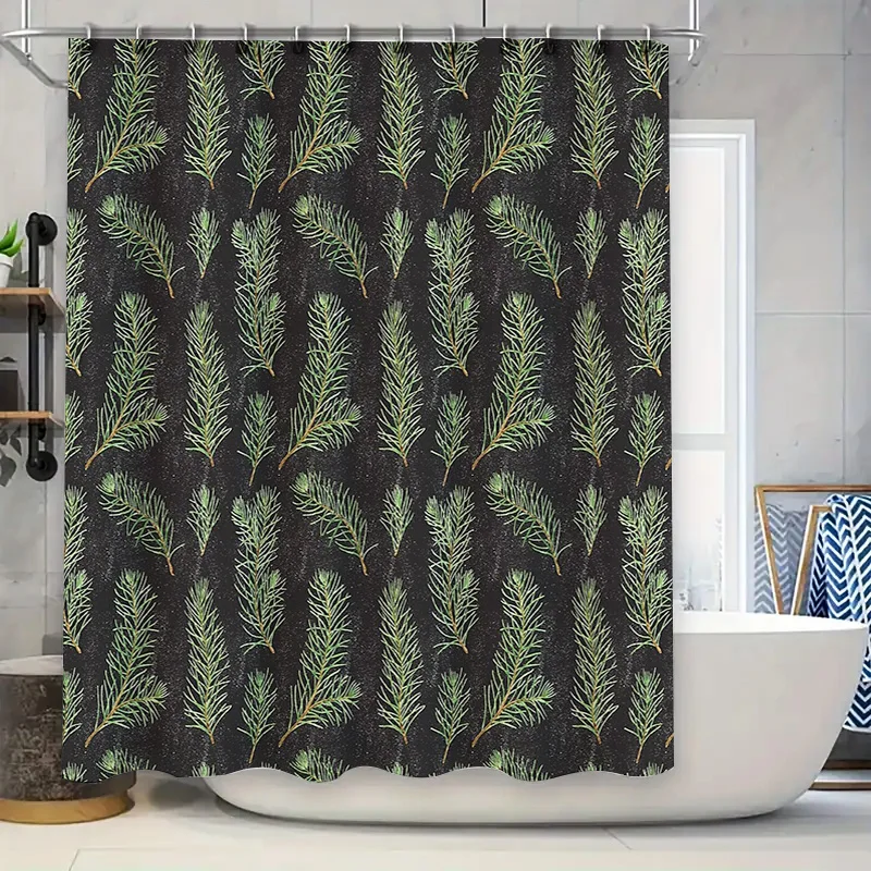 

Botanical Shower Curtain Forest Greenery Leaves Pattern Bathroom Decor Nature Inspired Washable Fabric Backdrop