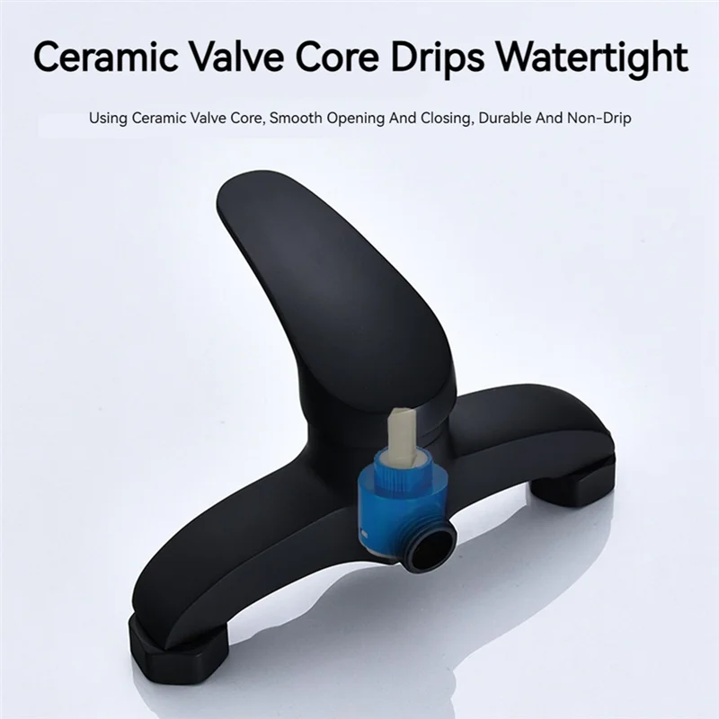 AT19-Triple Bathtub Faucet Wall Mounted Brass Shower Faucet Mixer Valve Simplicity Black Finish Hot And Cold Water Mixer Tap