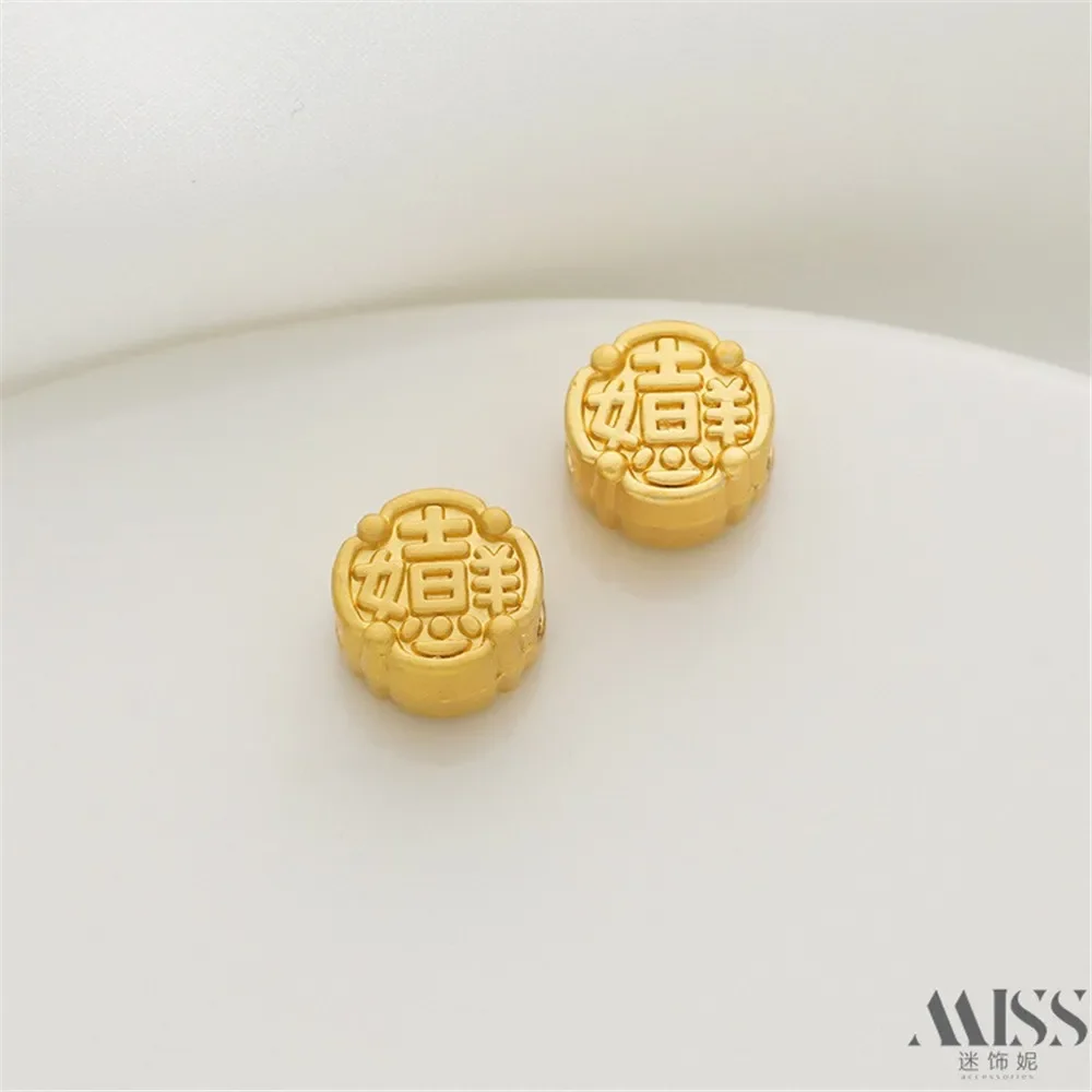 

Dumb Gold Auspicious Wish Gourd Lucky Flower Through Hole Bead Diy Loose Bead Bracelet Necklace Accessories