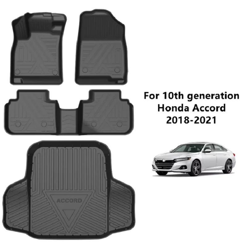 Car Interior Accessories Floor Mat For Honda Accord Civil Fit CR-V Durable TPE ECO Material Carpet Full Set With Trunk Mat