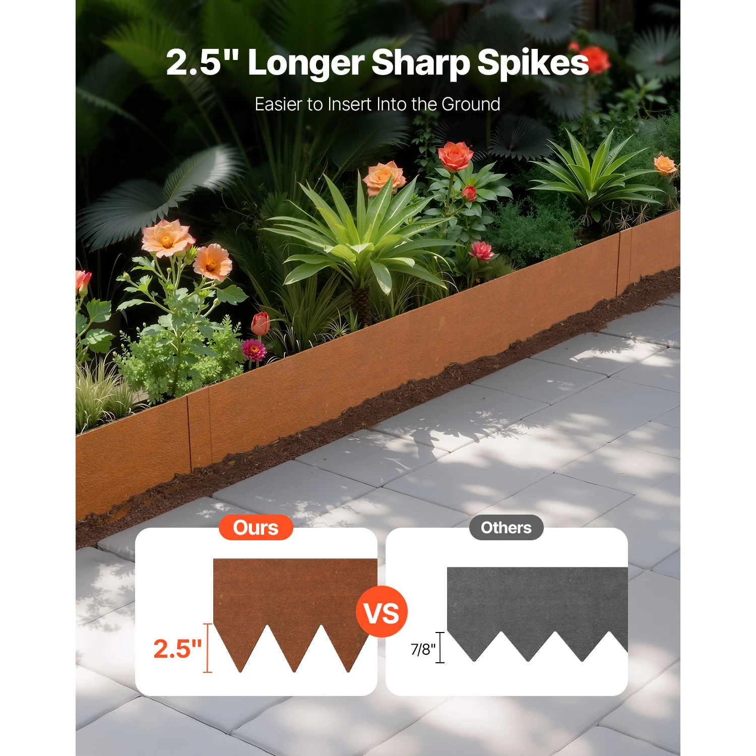 VEVOR Steel Landscape Edging 6Pcs 40x6in Weather-Resistant&PreRust Metal Bendable Garden Edging Border Heavy Duty Lawn Edging