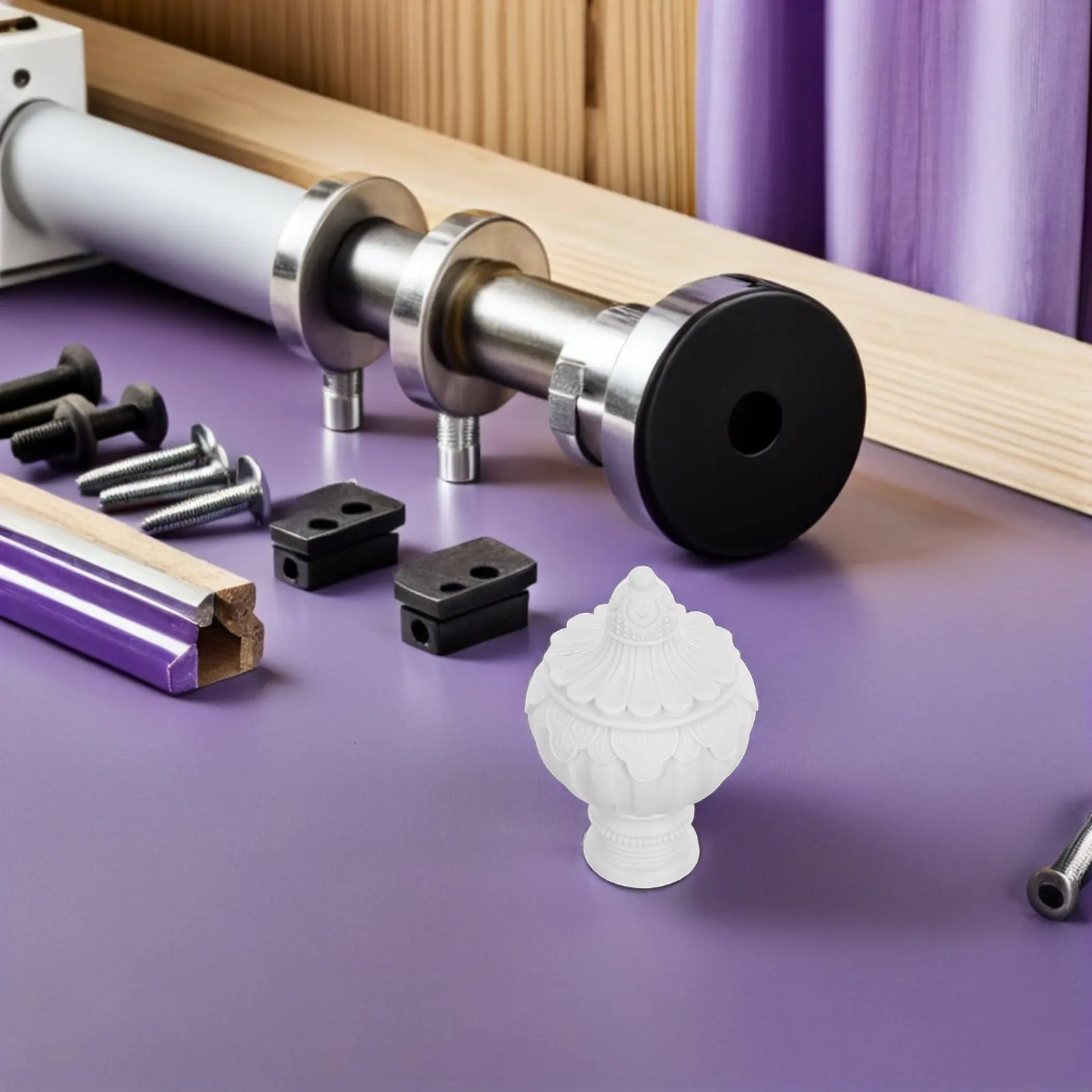20Pcs Curtain Rod Cap Finials Decorative Window Curtain Rod End Caps Plastic Prosperity Flower Design Fit 26-28Mm Drapery Pole
