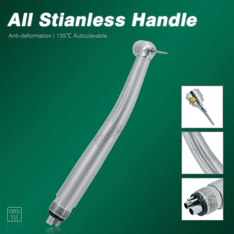 High Speed Dental Handpiece Stainless Steel Air Turbine Push Button High Rotation Dental Hand Piece 2 4 Hole