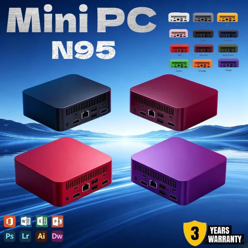Mini PC 2026 New Intel Core N95 Pocket Mini Computer 16GB RAM 1TB/2TB SSD WiFi6 BT5.2 4K HD Gaming Office Study Desktop