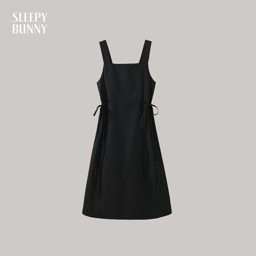 

Black Tie Side Cami Maxi Dress Petite Women Slim Sleeveless Summer Long Dress Minimalist Adjustable Strap Dress Casual Vacation