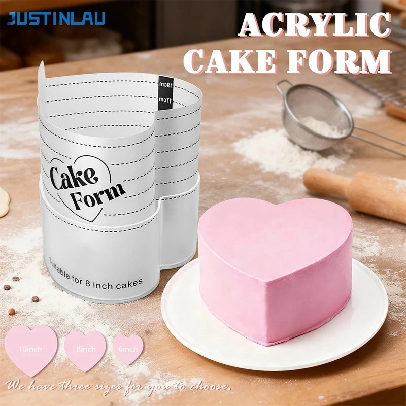 

JUSTINLAU Valentine's Day Heart Shaped Cake Ring Mold Retractable Fondant Tools Mousse Cake Ring Acrylic Circle Baking Ring