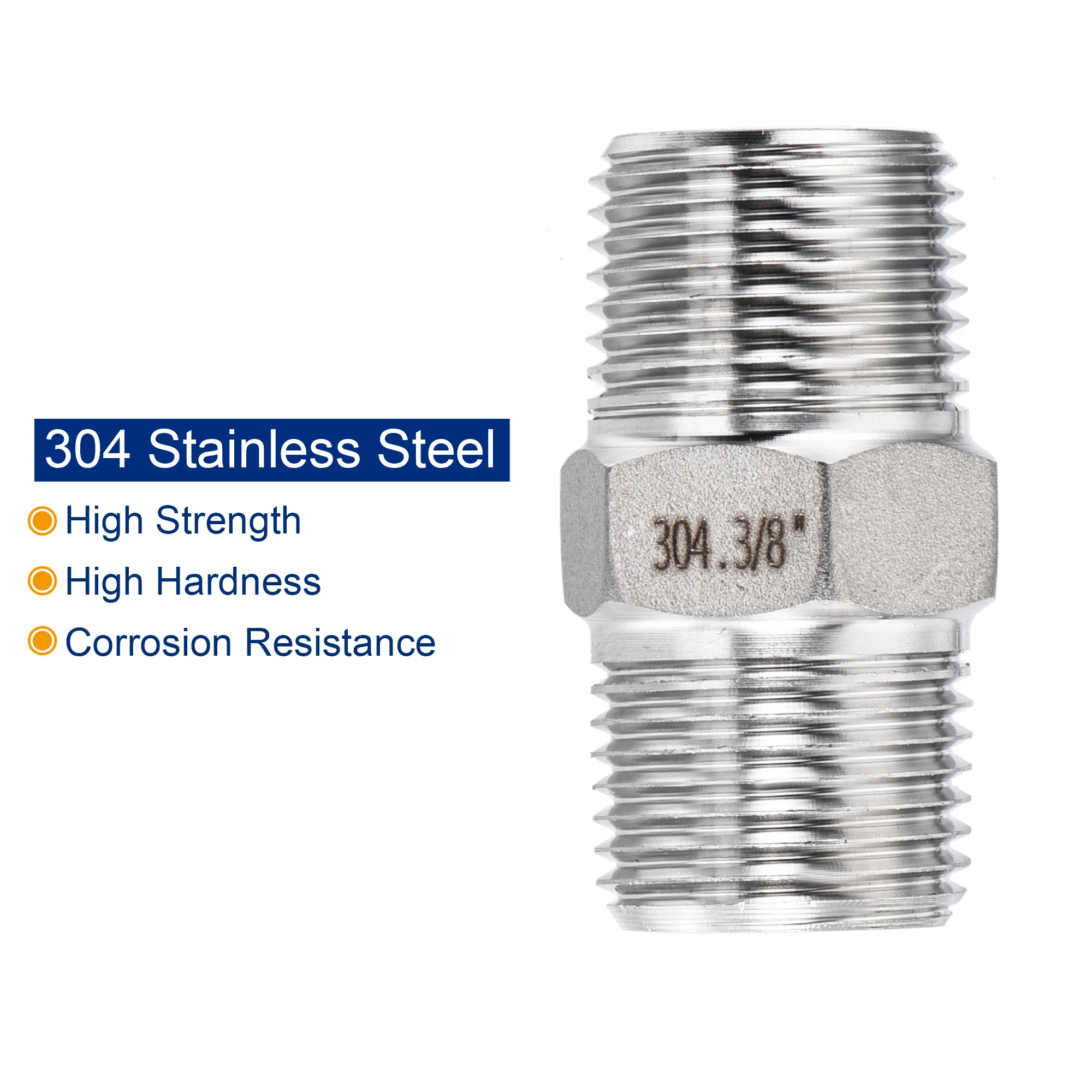 Uxcell 304 Thép Không Gỉ Vòi Lắp 3/8NPT Nam Đến 3/8NPT Dép Tông Nam Thông Tắc Đường Ống 35Mm chiều Dài