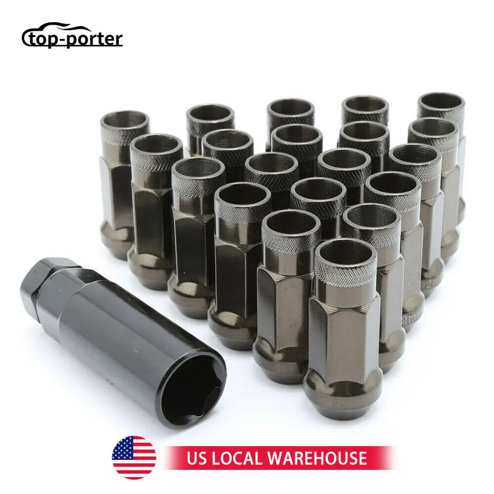 20 قطعة 48 مللي متر العروة نهاية مفتوحة تمديد المكسرات مجموعة M12x1.5mm + مفتاح لهوندا هيونداي شيفروليه بويك عجلة الصلب