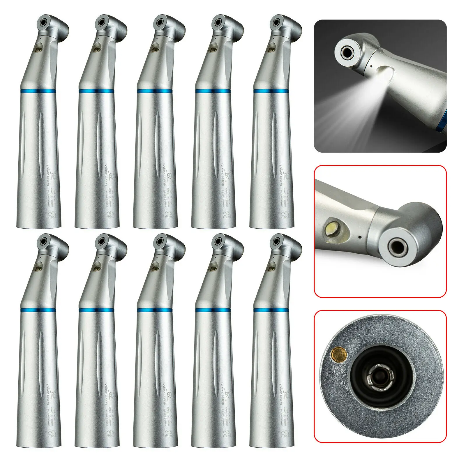 

1-10PCS Dental LED E-generator Contra Angle Slow Low Speed Handpiece Push button Inner Water Spray Kavo Style