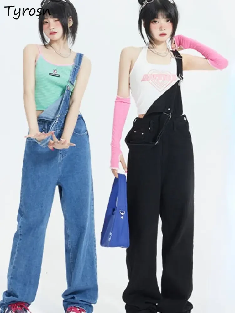 Jumpsuits Women High Waist All-match Pure Minimalist Leisure Popular Denim Students Straight Comfortable Korean Style Autumn New