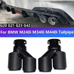 For BMW M440i M340i M240i G23 G20 G21 G42 Exhaust Pipe Upgrade Stainless Steel Carbon Fiber Black Quad Muffler Nozzle Tip