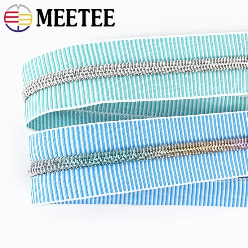 1/2/3/4M 5# Stripe Zippers for Sewing Bag Shoes Nylon Zipper Tapes Pencilcase Plastic Zips By Meter DIY Garment Accessories