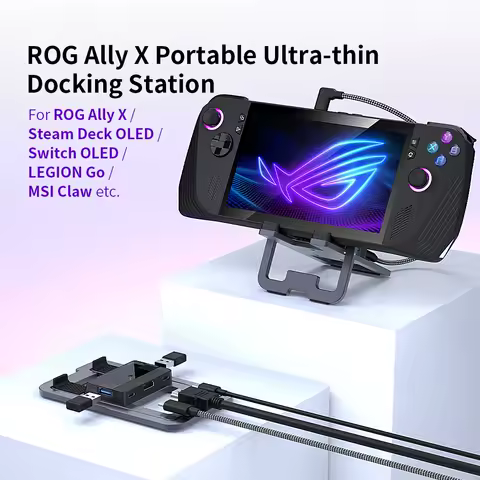 ROG Ally&amp;Ally X Portable Stand Docking Station Ultra-light Ultra-thin for Steam Deck OLED&amp;Switch OLED, 4K2K1080P, 100W Charging
