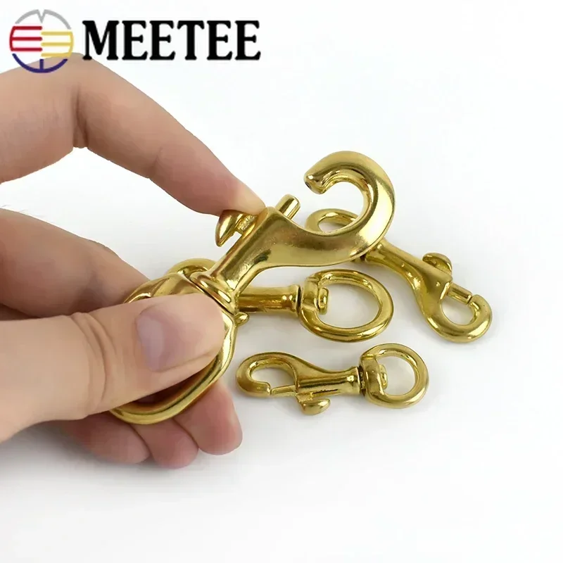 2/5Pcs Meetee 10-30mm Pure Brass Trigger Swivel Buckle Lobster Snap Hook Buckles DIY Bag Strap Hooks Copper Keychain Clip Clasp