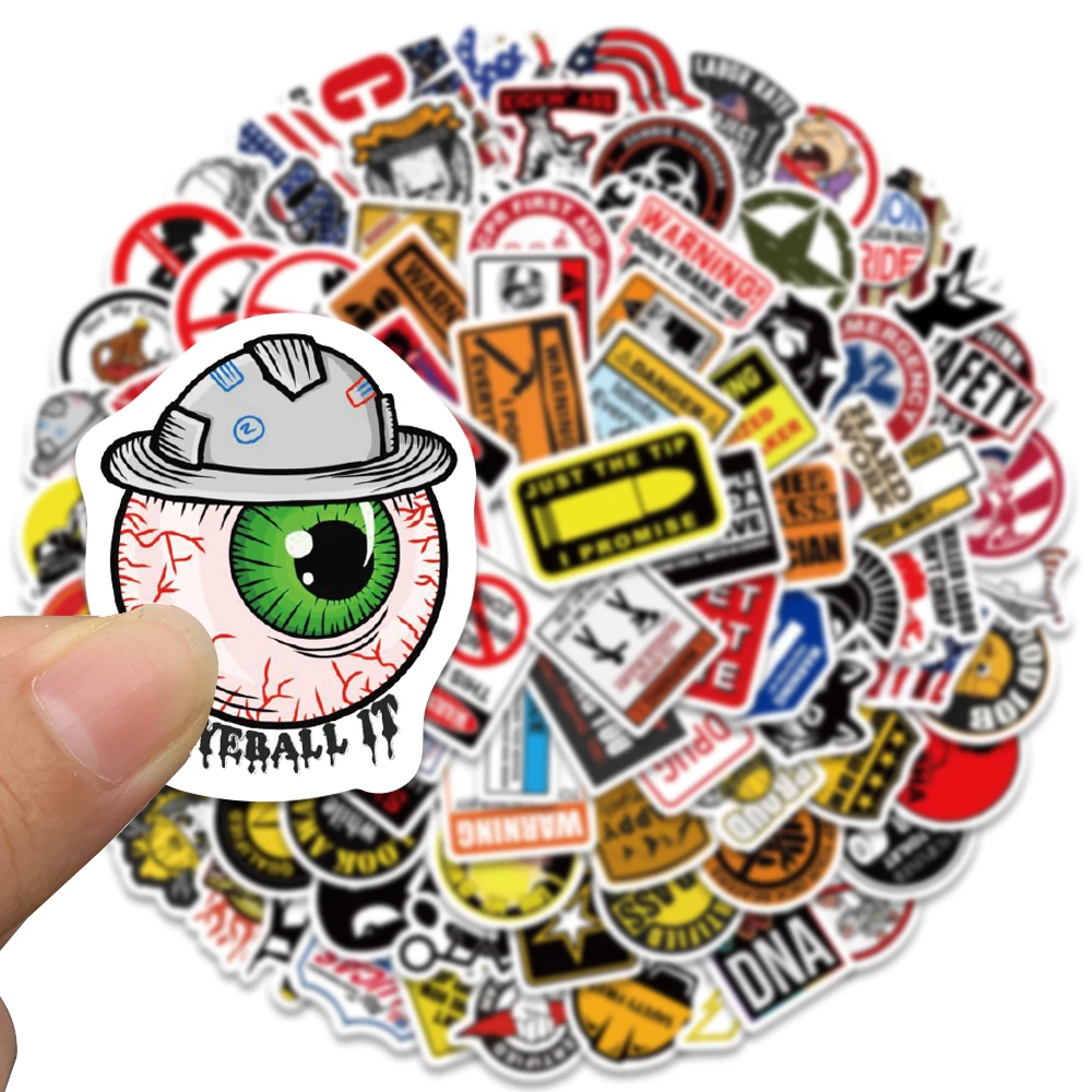 98PCS Funny Hard Hat Brand Sign Cool Sticker Construction Workers Helmet Motorcycle Car Tools Laptop Bicycle Gift Stickers