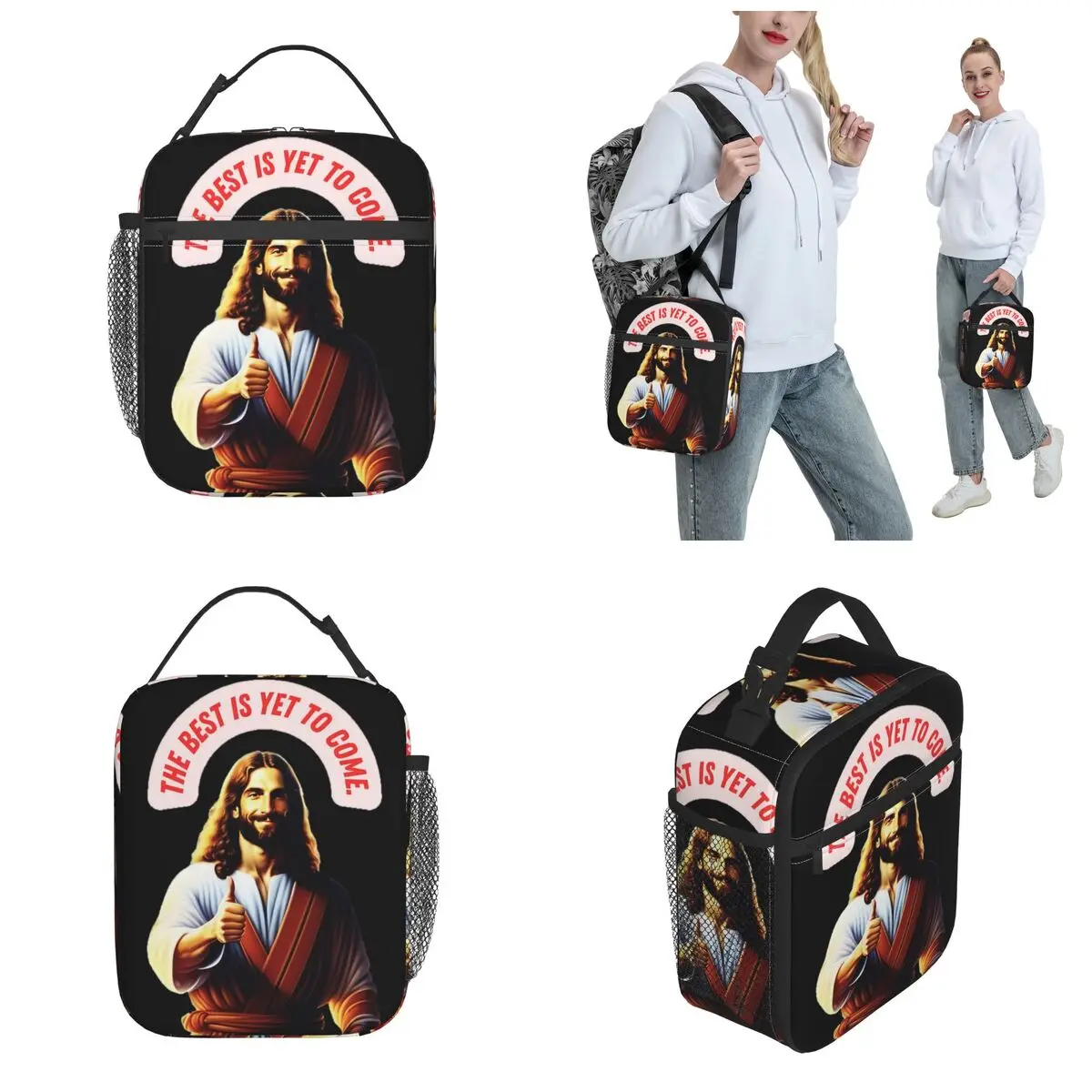 Yeshua la migliore borsa termica per il pranzo per la scuola divertente gesù borsa per alimenti portatile uomo donna scatole per il pranzo termiche