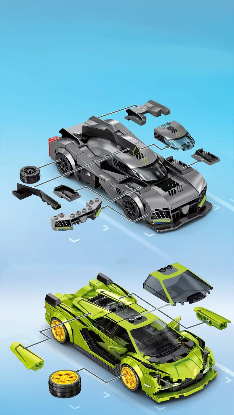 SEMBO BLOCK Berühmte Autoserie Sportwagen-Bausatz Bausteine MOC Rennwagen-Modell Bausteine Supersportwagen-Spielzeug Geburtstagsgeschenke – Detail 4