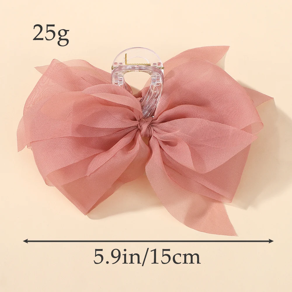 Moda malha tule garra de cabelo com arco grande elegante retro feminino fio líquido rabo de cavalo titular trança acessório de cabelo presentes