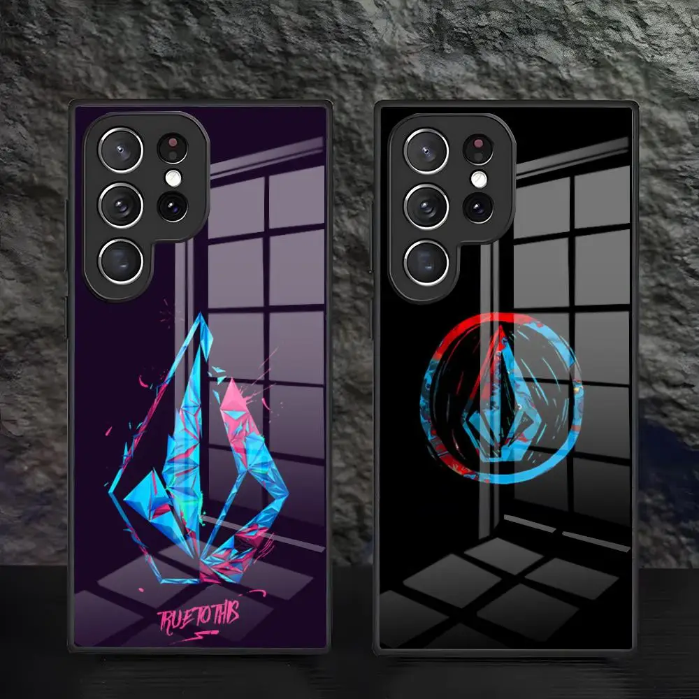 V-Volcom Logo Phone Case For Samsung A57 A37 A27 A17 A56 A36 A26 A16 A25 A35 A55 A34 A24 A54 Glass Case