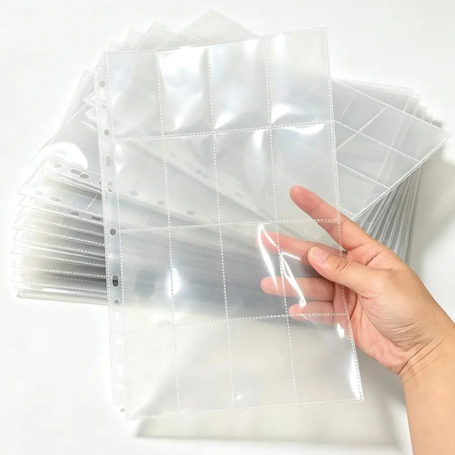 Pages de recharge pour classeur de cartes à collectionner, 20/50 pièces, 16 pochettes transparentes pour cartes de jeu, mini collection de photos XJM