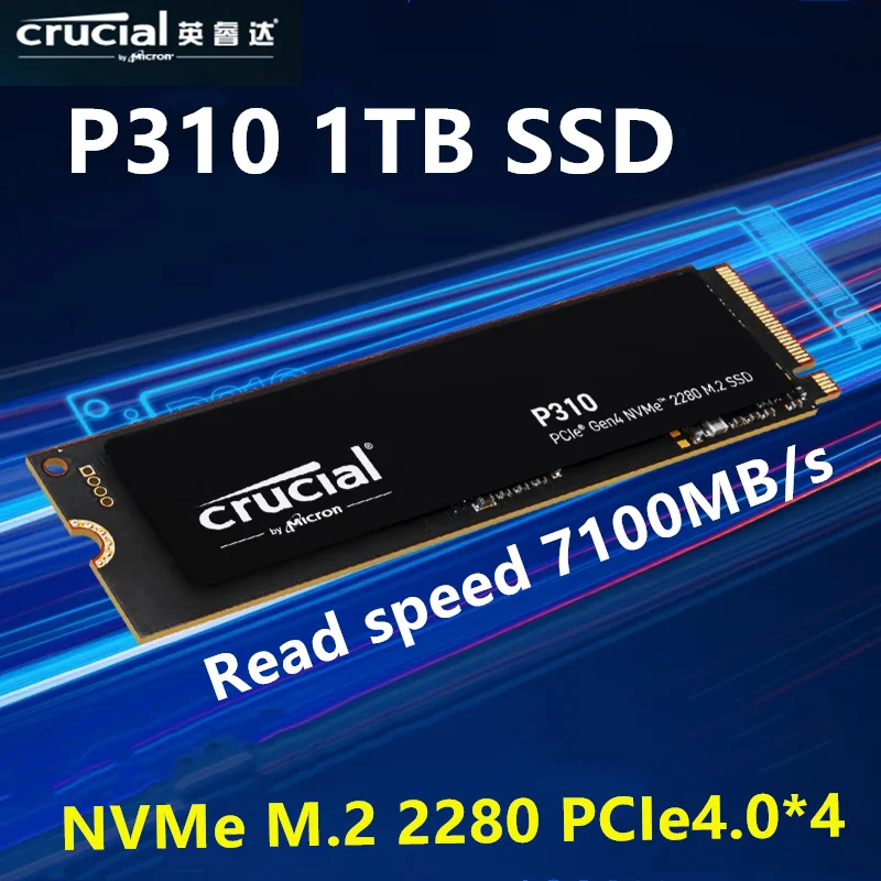 Crucial  Internal Solid State Drive P310 1TB 2280 PCIe Gen4 3D NAND NVMe M.2 SSD Up to 7,100 MB/s  Shift up to Gen4 SSD