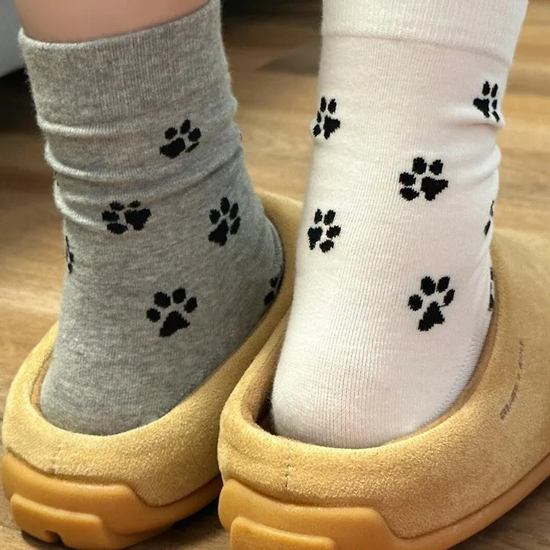 6/10 Paar Damen-Rundhalssocken mit Hundeklaue-Motiv, niedliches Cartoon-Muster, bequem, schweißabsorbierend, atmungsaktiv, lässige Socken – Detail 5
