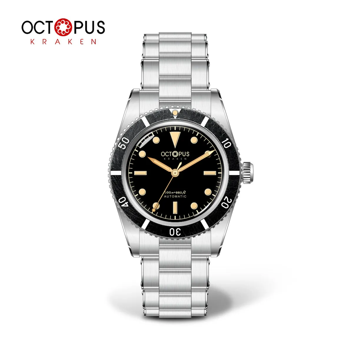 Octopus Men Automatic Watch Sport 37mm Mechanical Wristwatch Diver 20Bar Waterproof Luminous Sapphire Aluminium Bezel PT5000
