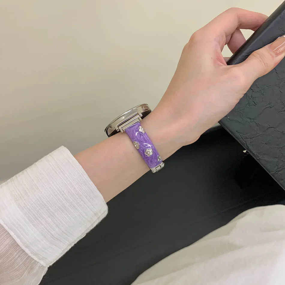 Elegant French Style Band for Samsung Galaxy Watch 7 6 5 4 44/40mm Huawei GT5 Pro 42mm 46mm 18mm 20mm 22mm Women Bracelet Strap