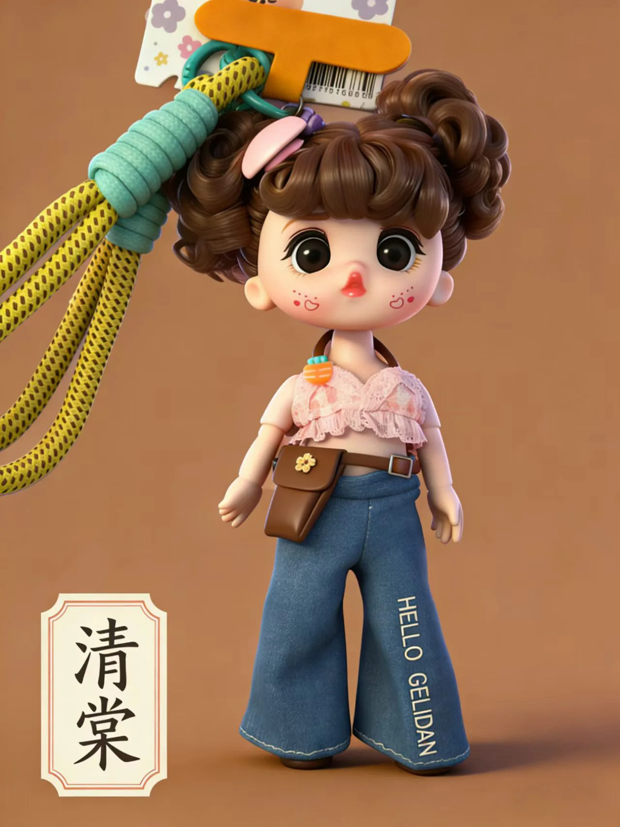 1/8 Big Eyes Pout Cute Round Face Maruko Doll Keychain 15cm Loli OB11 BJD Doll For Car/Bag Keychain Exquisite Charm Kids Gift