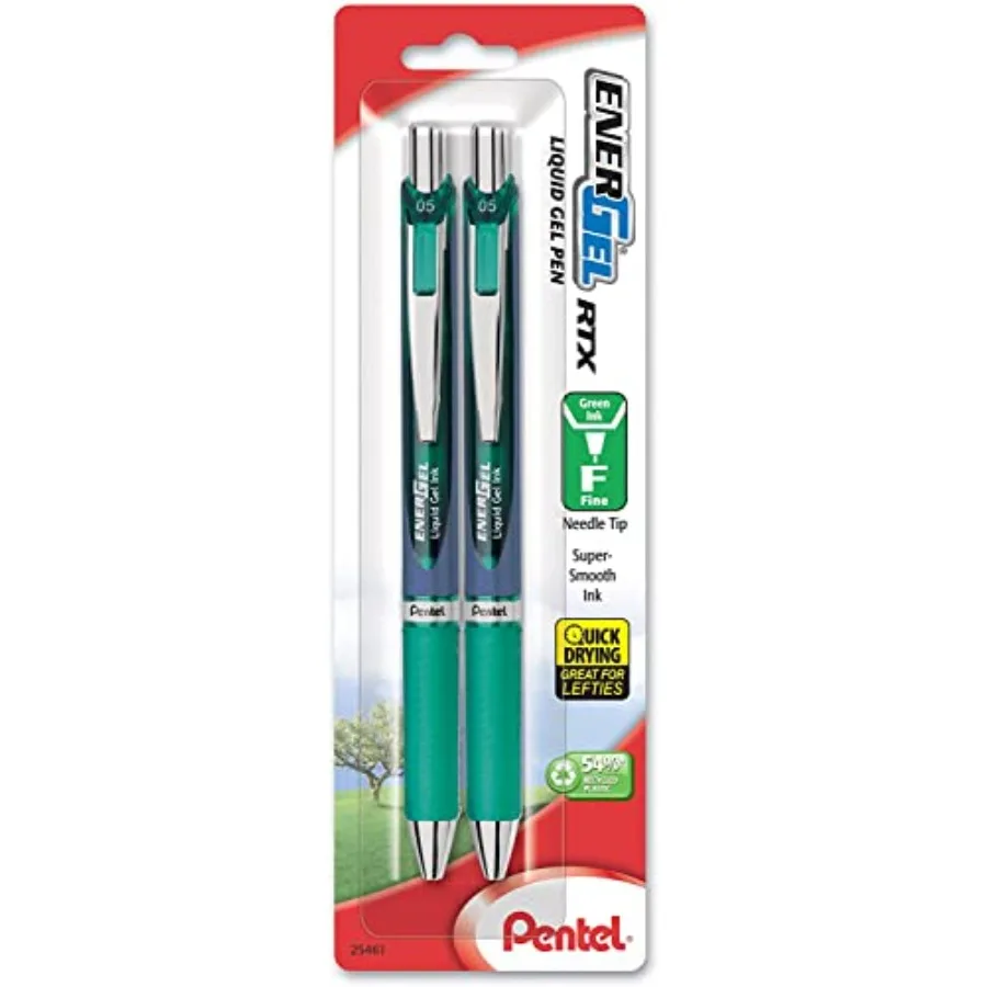 

ENER-GEL RTX Retractable Liquid Gel Pen, 0.5mm, Needle Tip, Fine Line,,Pack of 2 BLN75BP2D