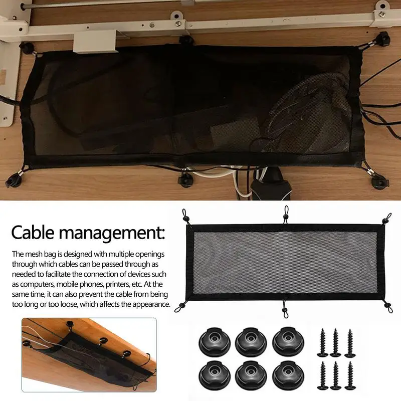 Cable Management Under Desk Wire Management Net For Under Desk Easy Installation Large Capacity Multifunctional Cable Organizer