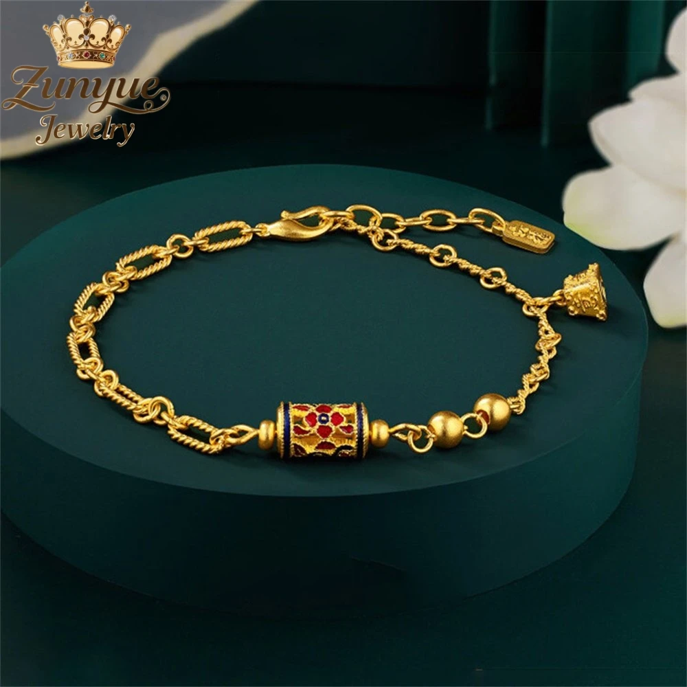 

High-End Sand Gold Enamel Kaleidoscope Bracelet Luxury Quality Jewelry Fashion Jewelry Exquisite Elegant Charms Popular Young