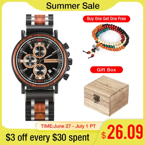 Wooden Men’s Watch BOBO BIRD