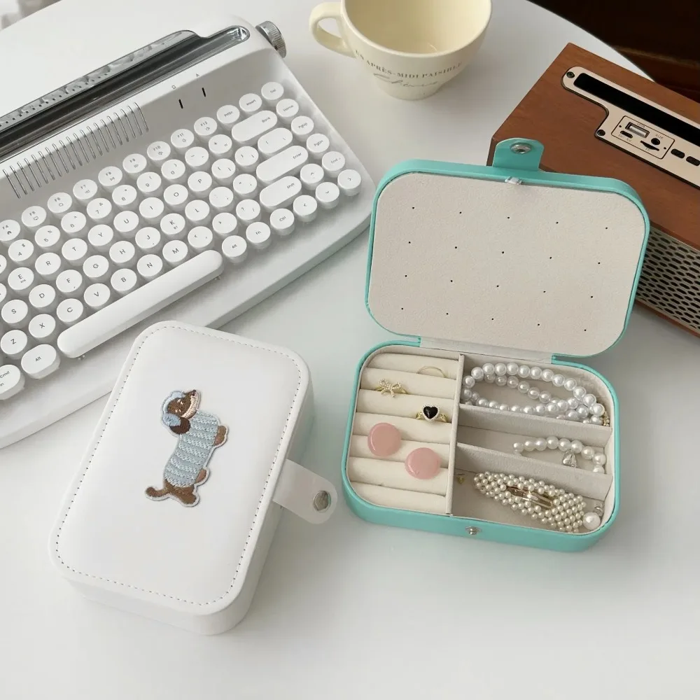 

Органайзер для хранения безделушек из искусственной кожи, мультяшный колбаса, щенок, большой вместительный чехол для хранения ювелирных изделий, пылезащитный сплошной цвет