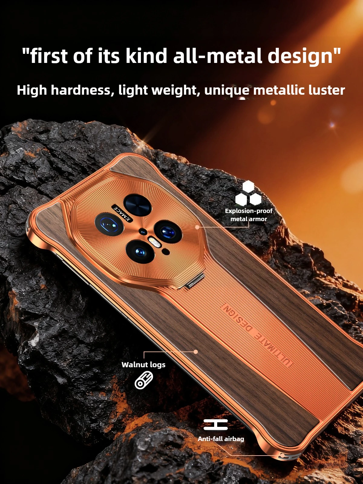 

Металлический чехол для телефона из орехового дерева для Huawei Mate70 Pro, новый кронштейн для объектива, мгновенно трансформирует в Mate70 80RS для Mate80 ProMax