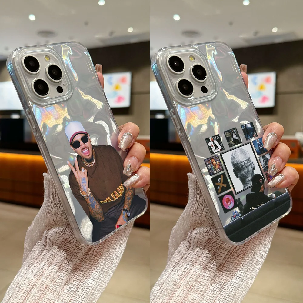 

Rapper C-Chris Brown Phone Case For iPhone 16,15,14,13,12,11 Plus,Pro,Max,Plus,E Transparent Satin Laser Glossy Cover