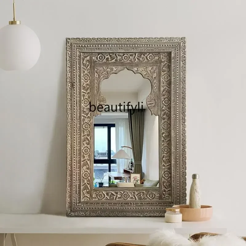 

l French decoration, designer full-length mirror, wall-mounted makeup mirror, European floor mirror customization, square