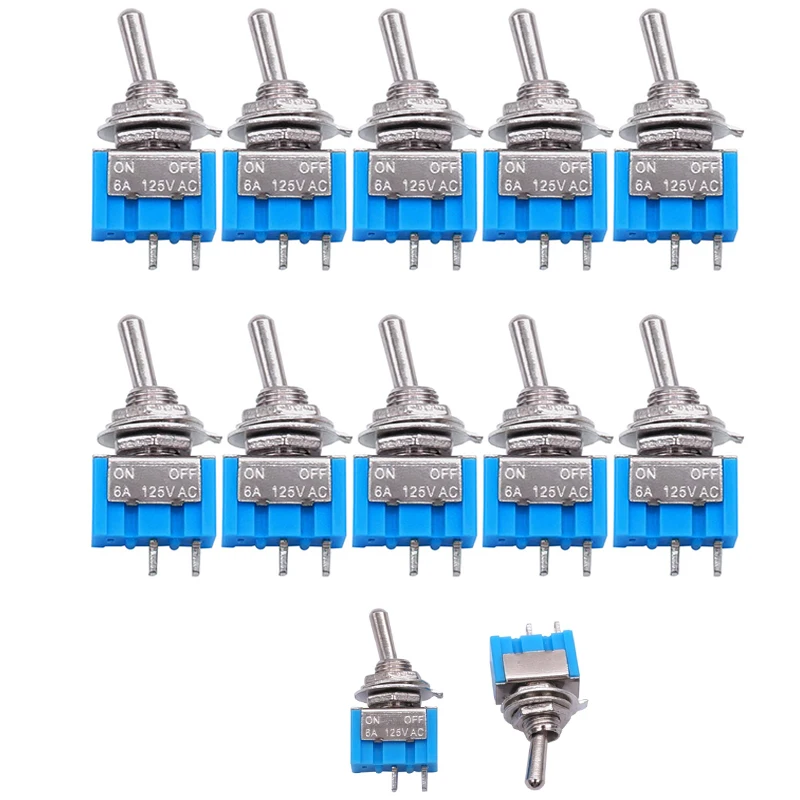 10 sztuk/partia niebieski Mini MTS-101 2 Pin SPDT ON-OFF AC125V/6A miniaturowe przełączniki dwupozycyjne