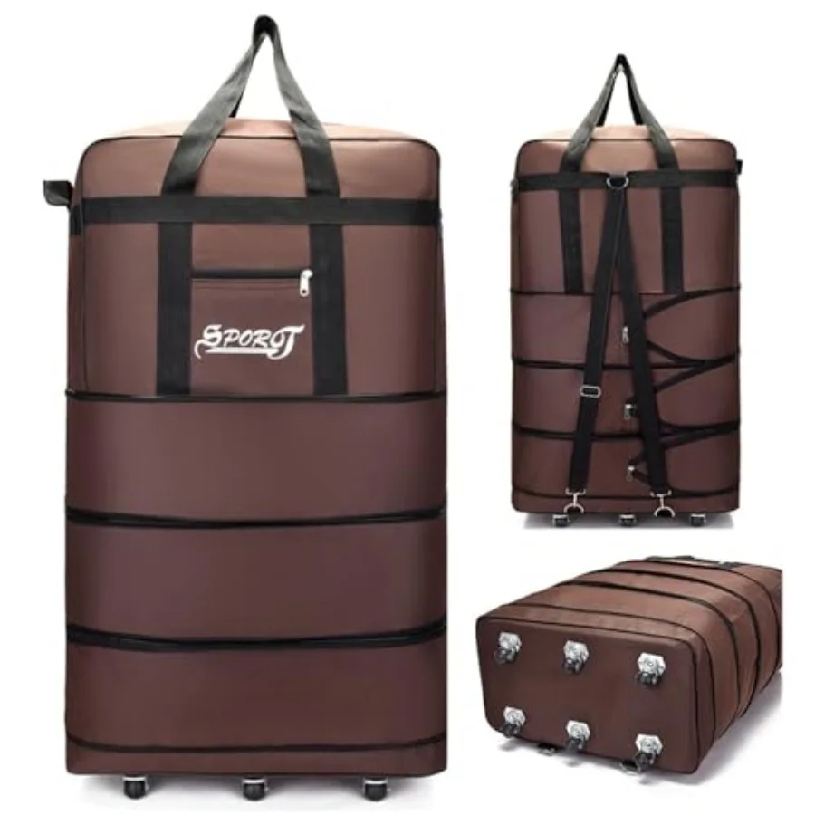 

Expandable Extra Large Travel Oxford Duffel Bag with Wheels Waterproof Lightweight Traveling Foldable Suitcase,whees